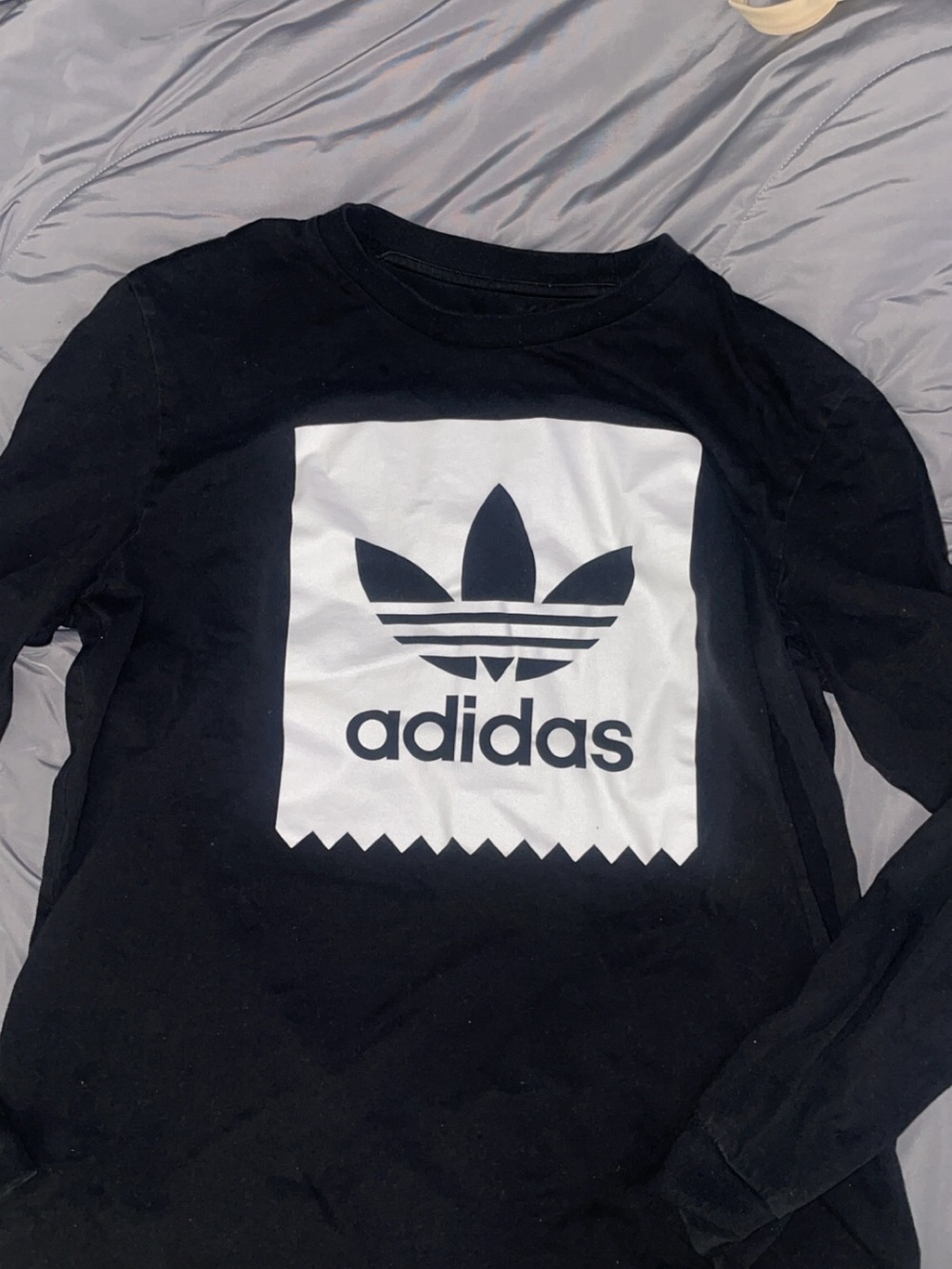 adidas Black Long Sleeve Shirt with White Trefoil Graphic